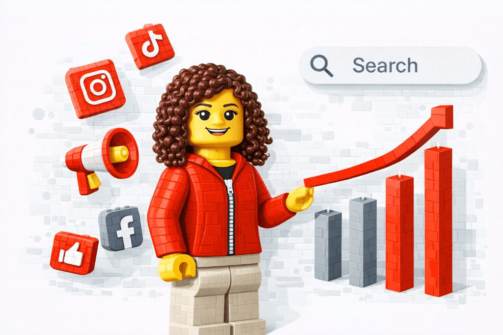 Digital marketing specialist with social media growth strategy visualisation